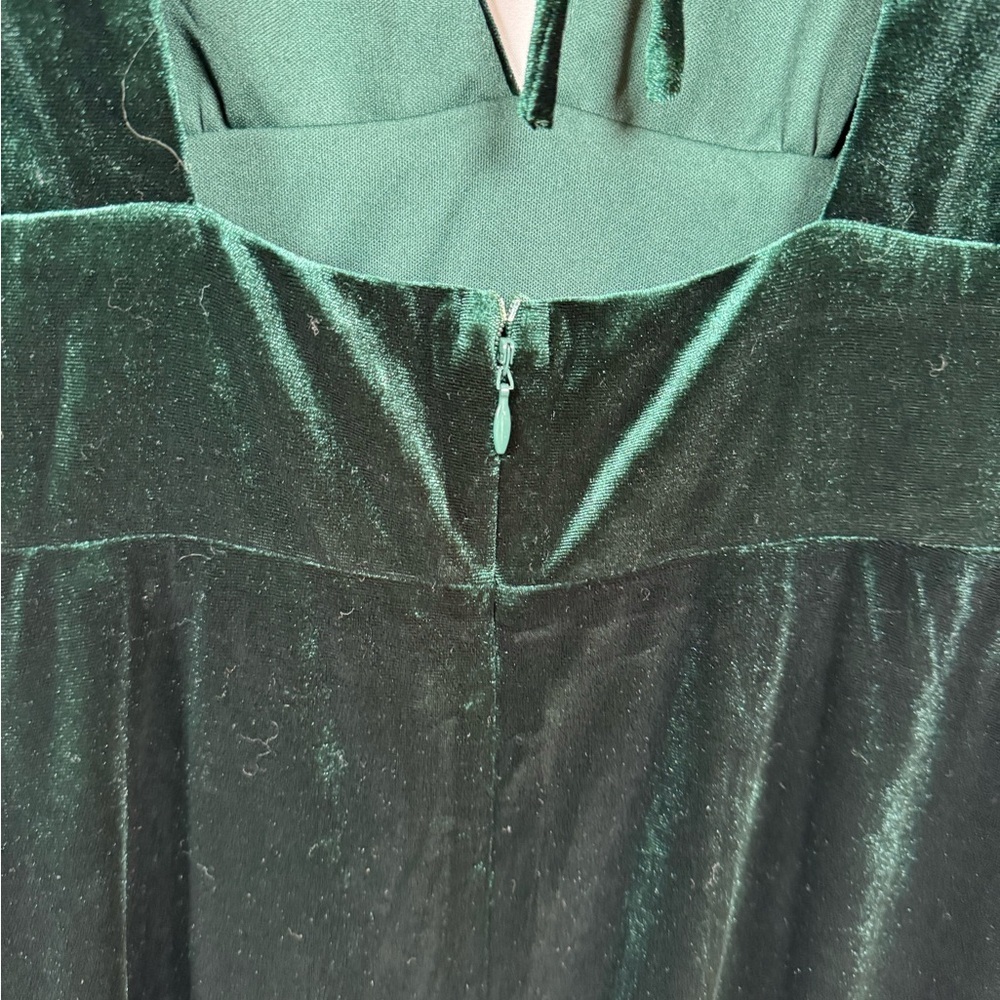 Lulus Elegant V-Neck Green Velvet Dress XL - Picture 6 of 15